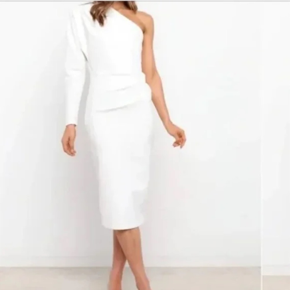 NWT Petal and Pup Cheyanne Dress one shoulder sleeve ivory white size 2 XS midi